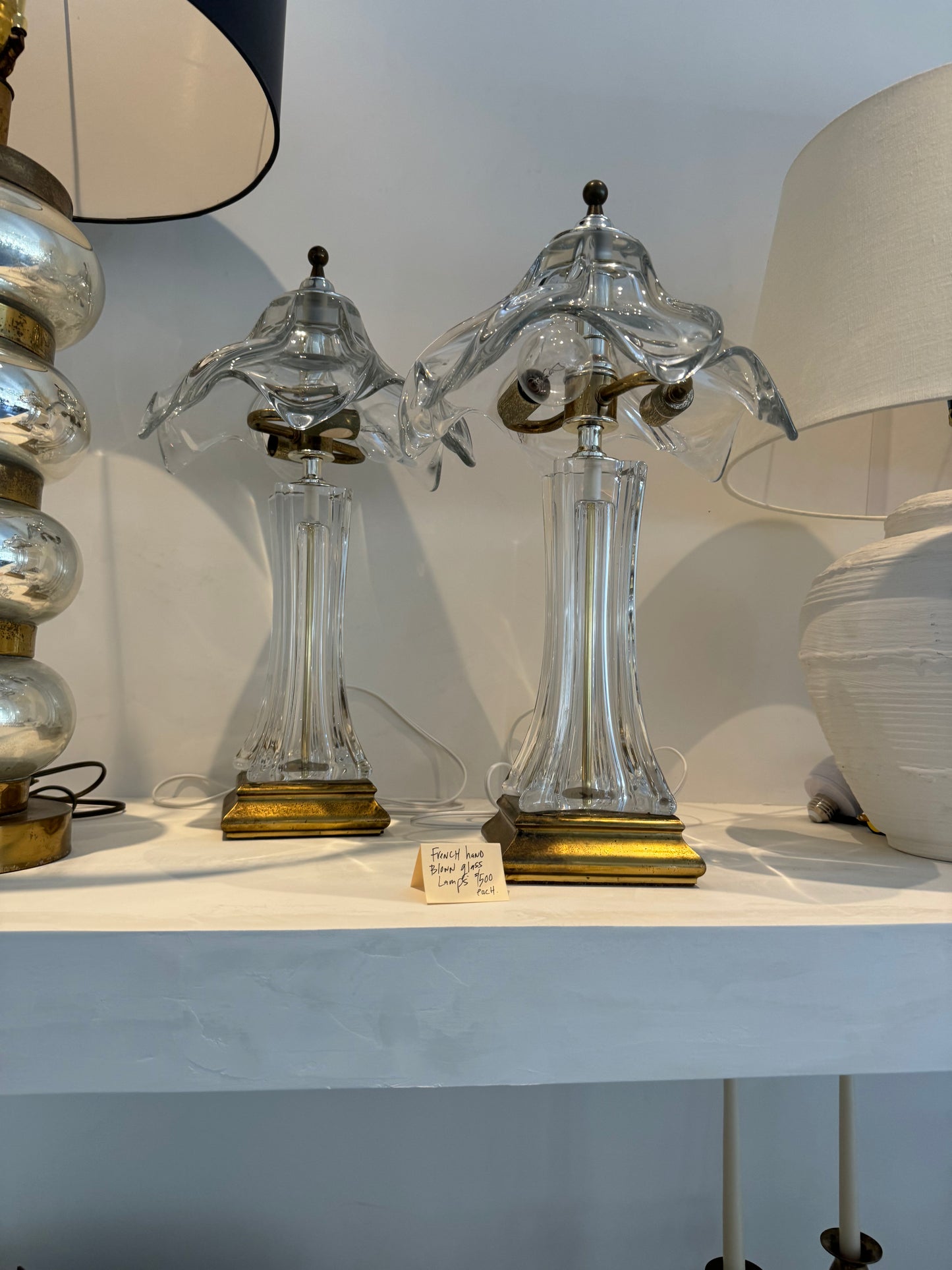 French glass lamp