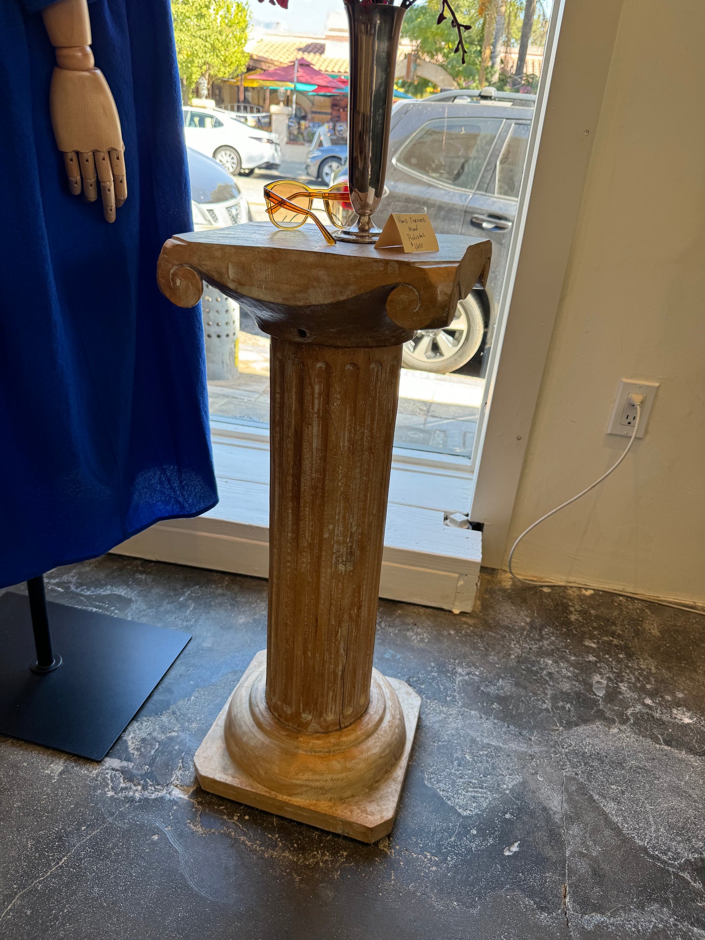 hand carved wood Pedestal
