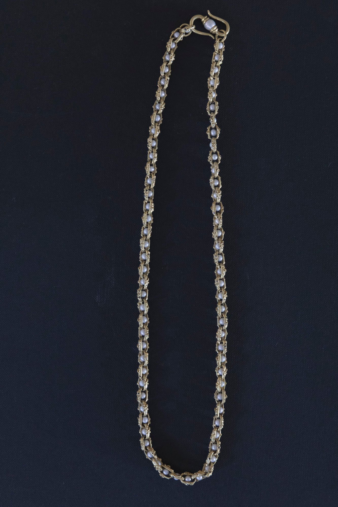 19k Gold, Pearl and Diamond Chain 20 Inches